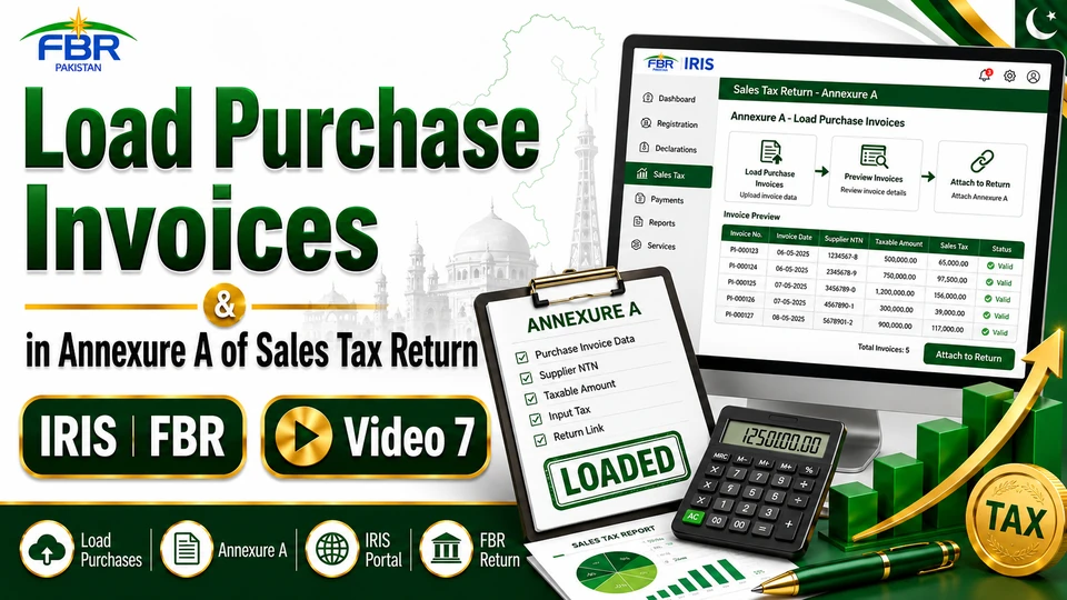 How to Load Purchase Invoices in Annexure A of Sales Tax Return | Iris | FBR