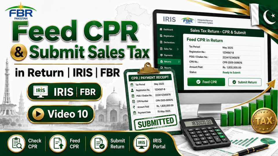 How to feed CPR (Computerized Payment Receipt) of Sale Tax in Return | Iris | FBR